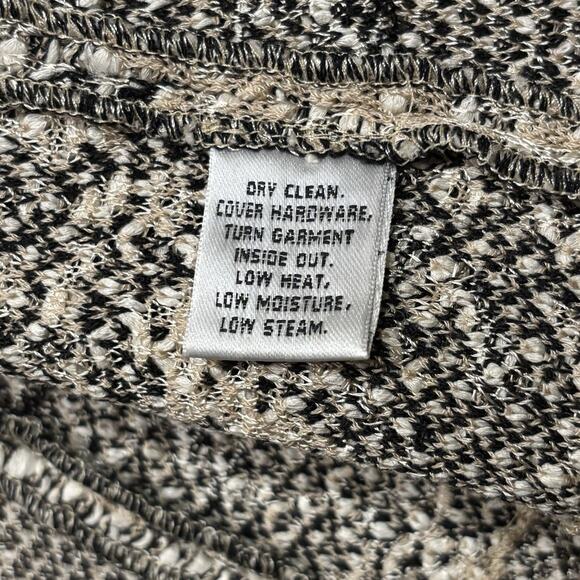 St. John Knit Jacket Size 4 Ivory Black Abstract Bouclé Textured Stand Collar - Picture 5 of 7